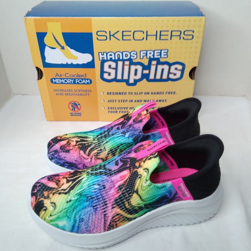 Skechers Kids Rainbow Slip-Ins Sneakers - Pink & Black Accents